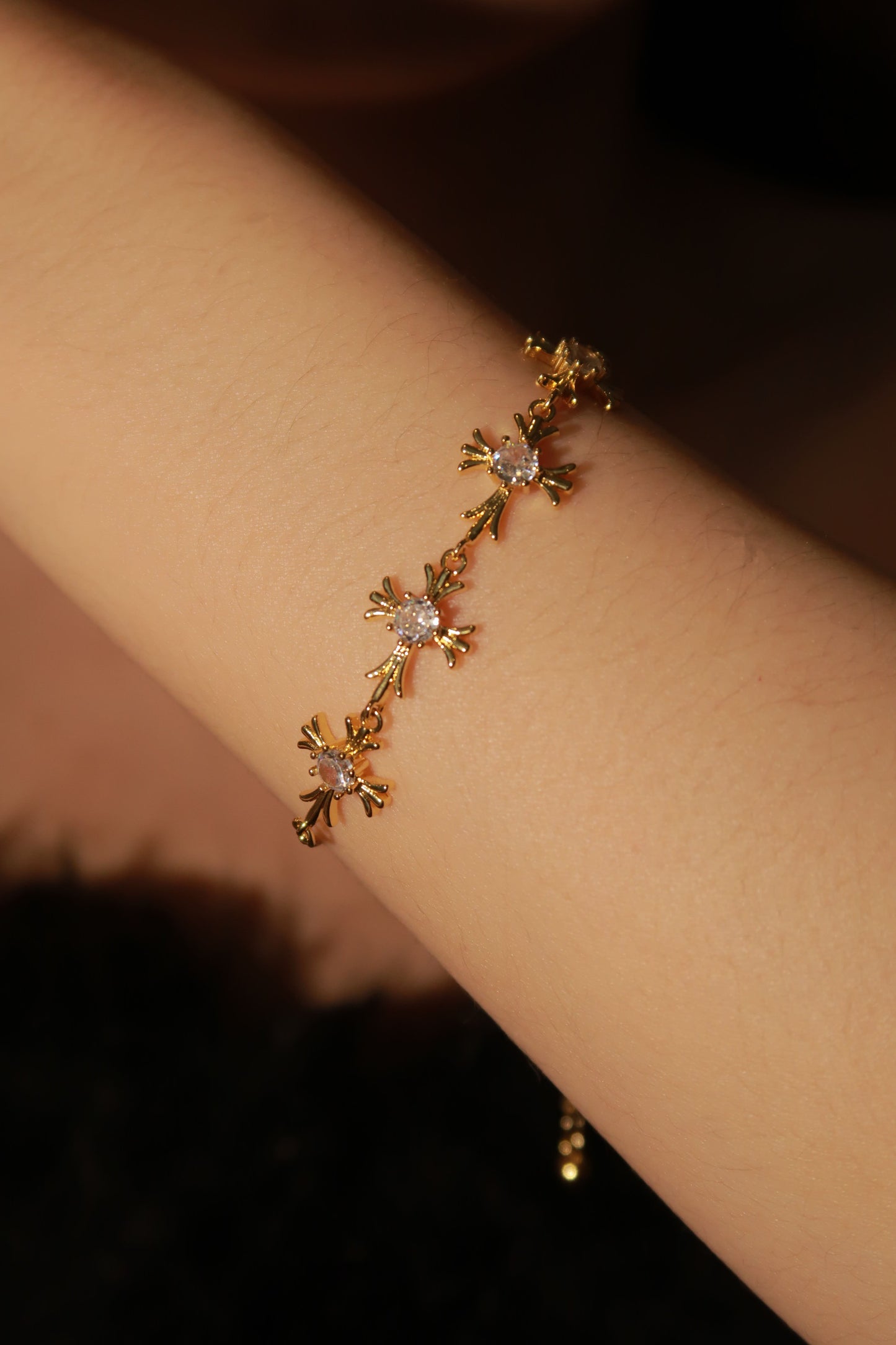 Radiant Diamond Cross Bracelet