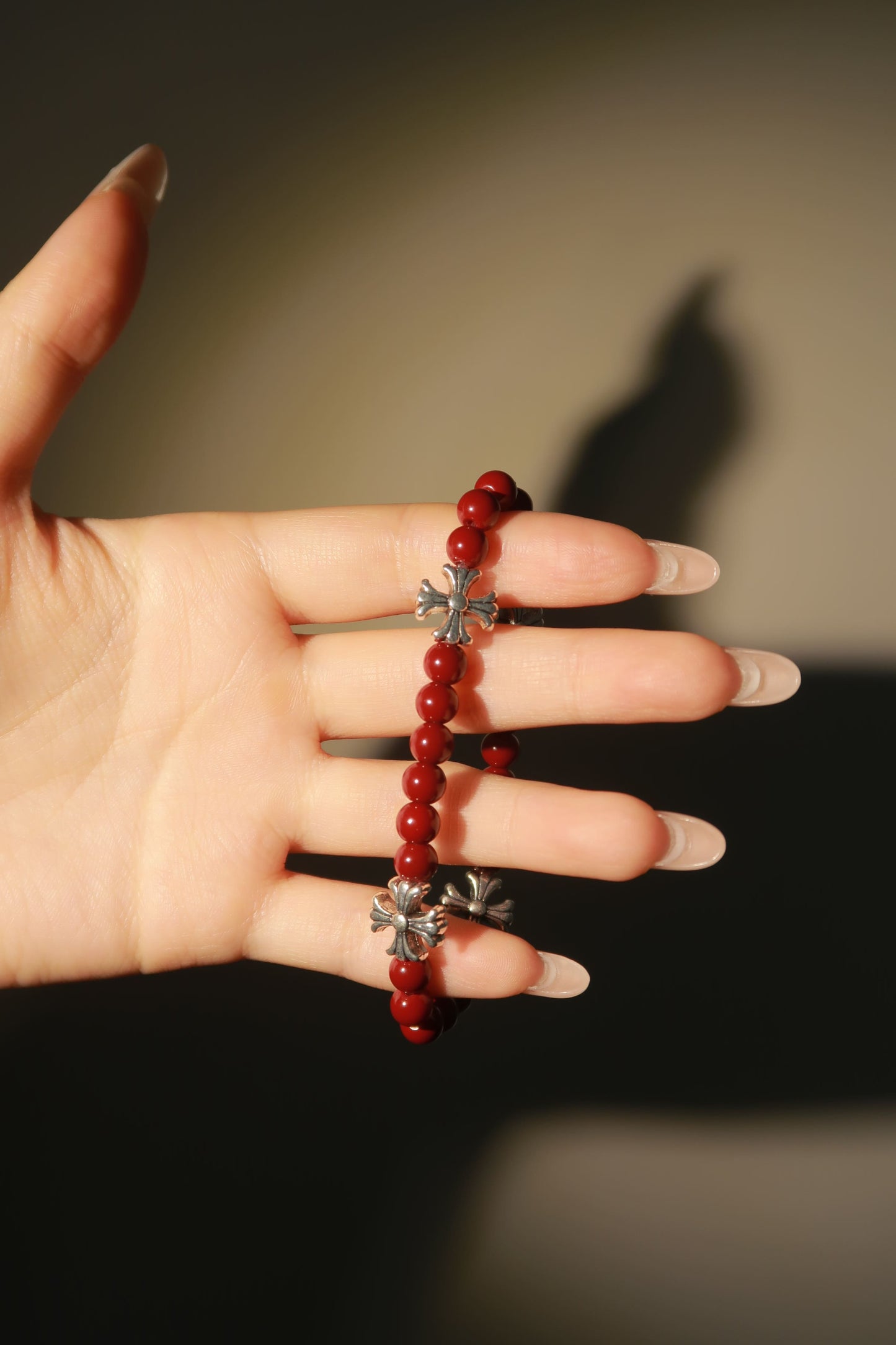 Red Beaded Cross Bracelet