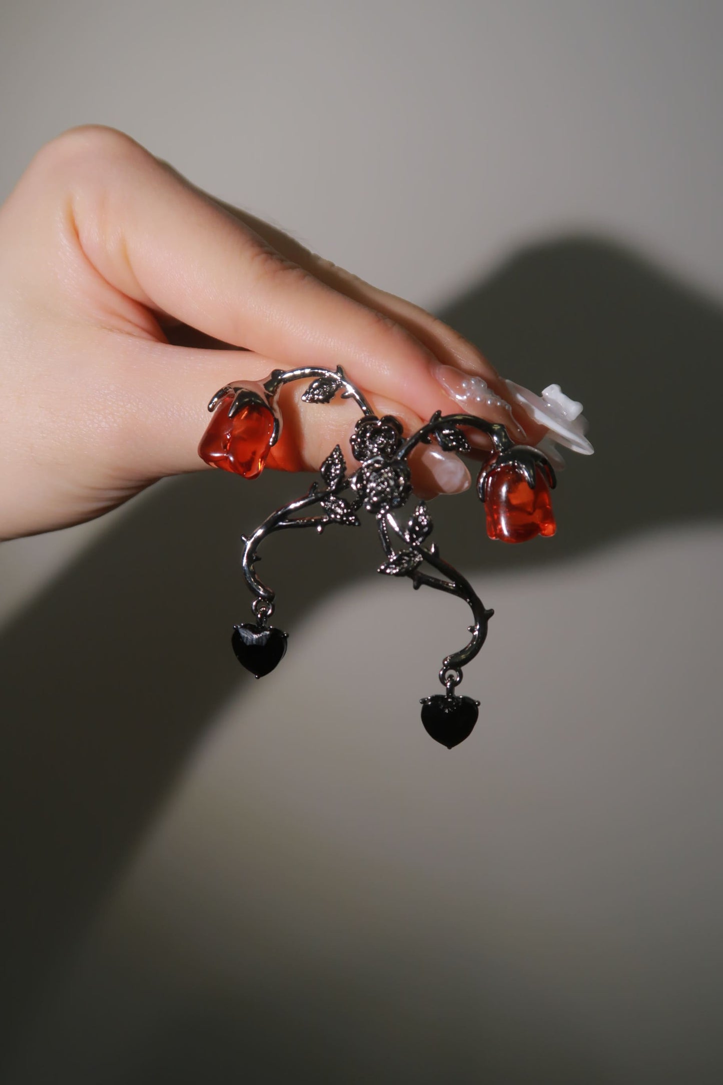 빈티지 레드 로즈 귀걸이