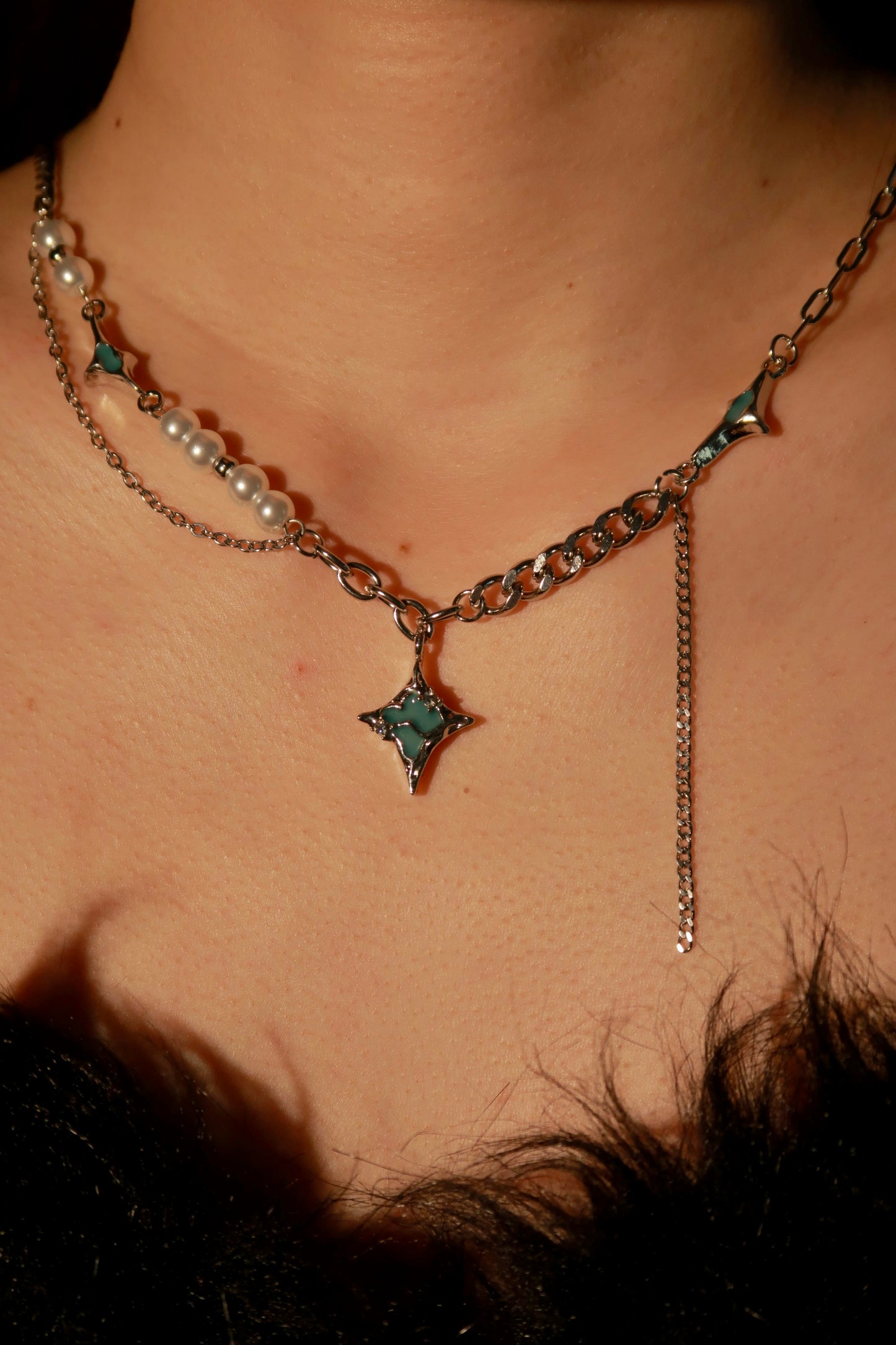 Stellar Blue Star Pearl Necklace