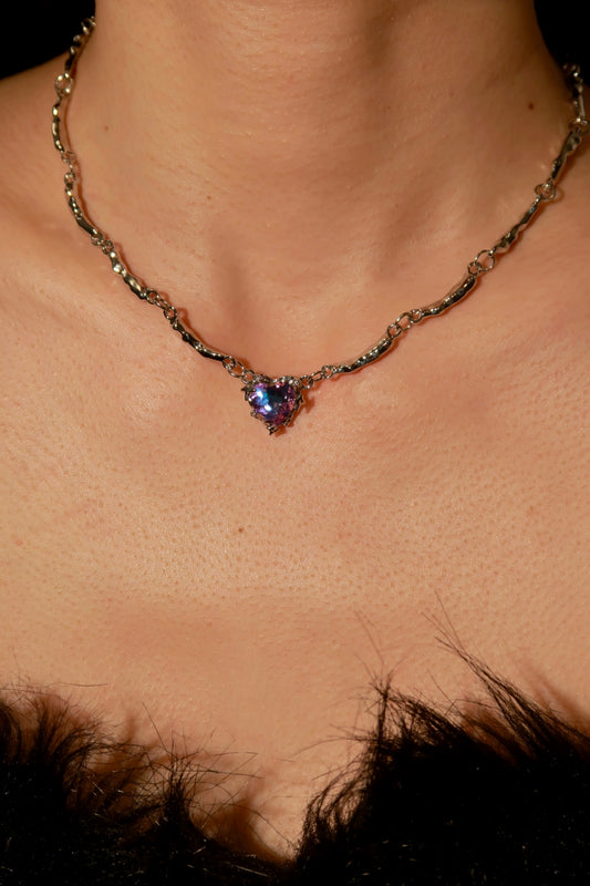Purple Gem Heart-Shaped Necklace