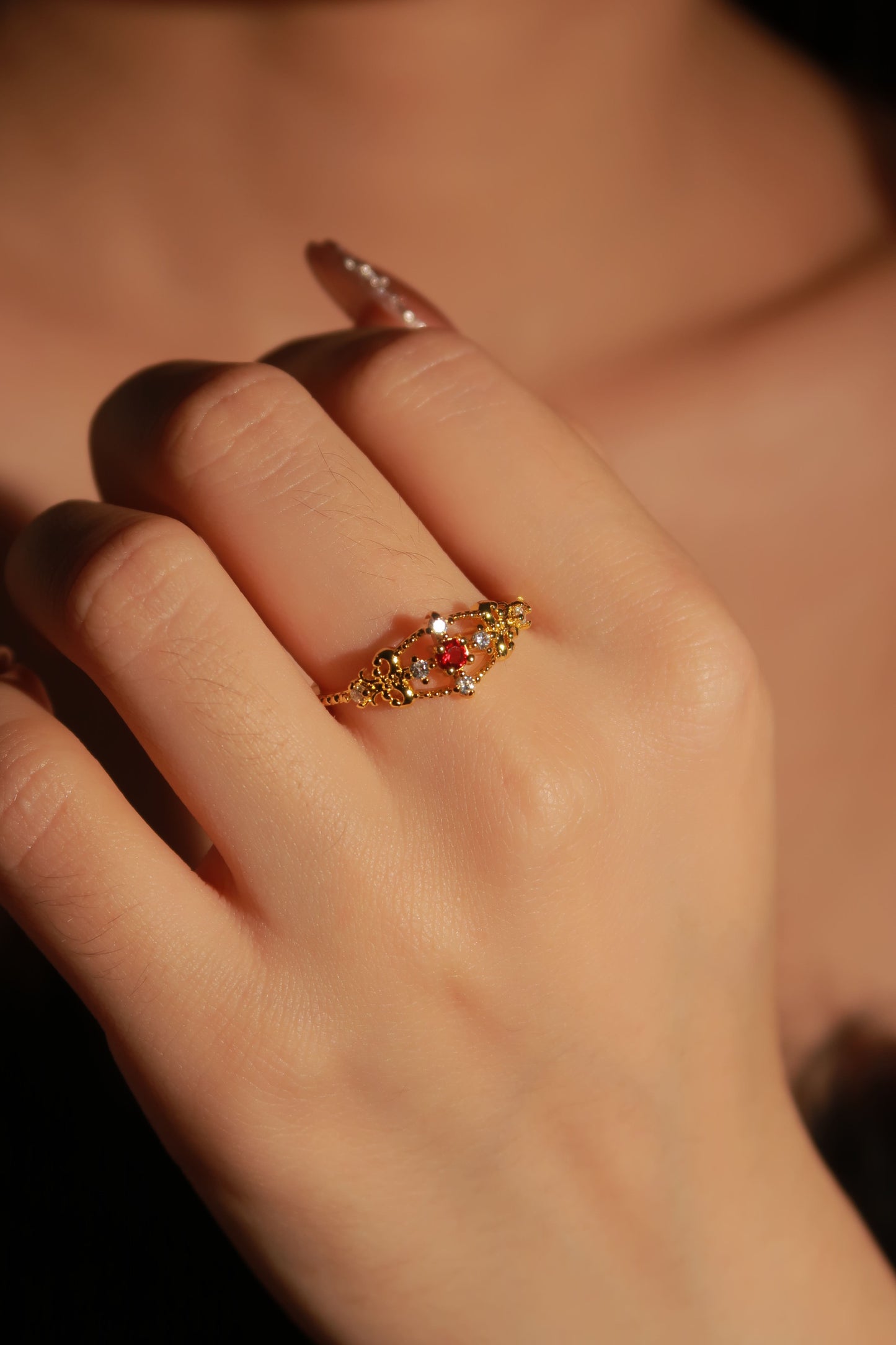 Crown of Pink Gems Ring