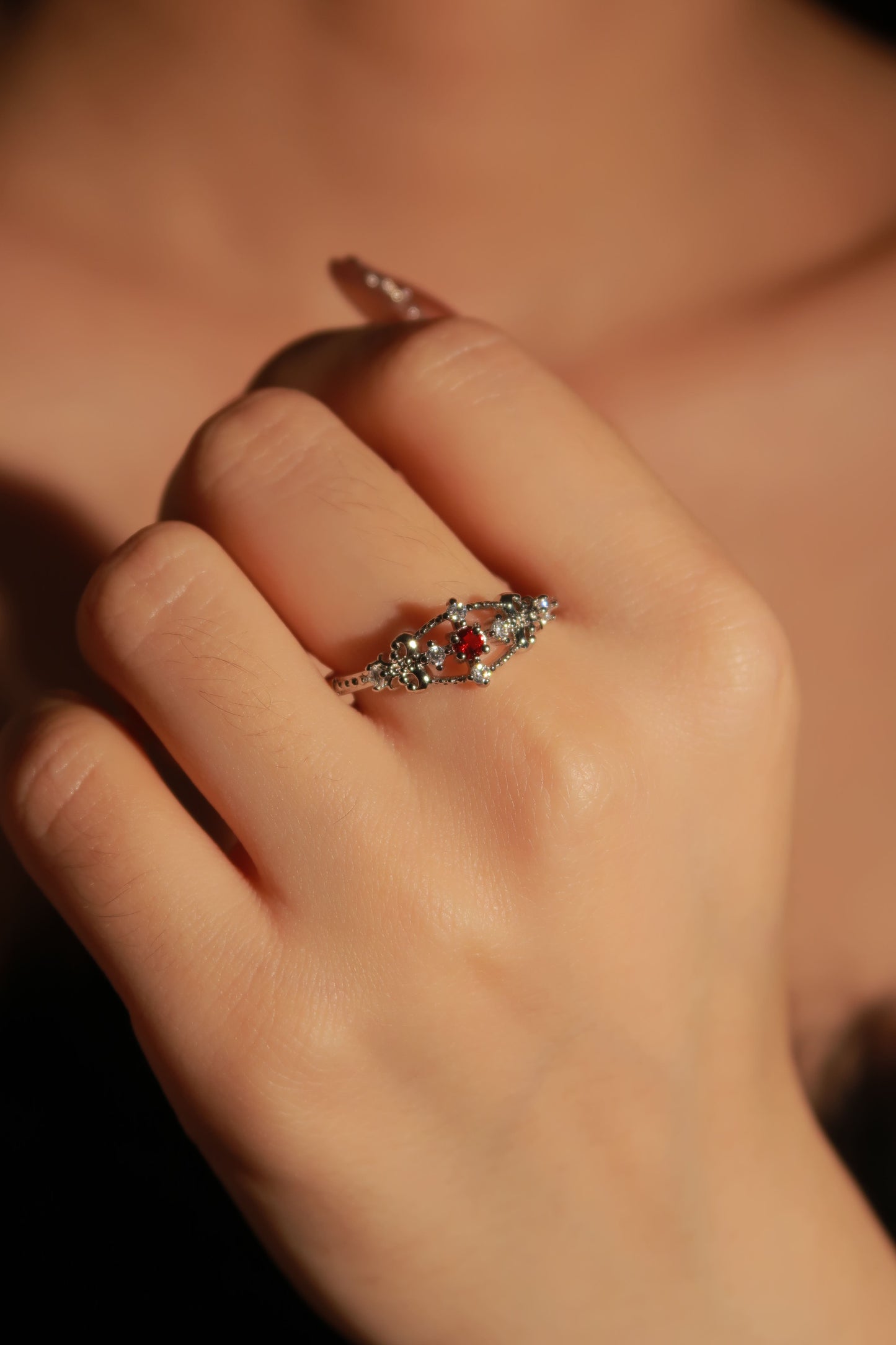 Crown of Pink Gems Ring