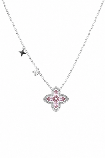 Pink Diamond Clover Necklace