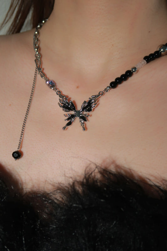 Beaded Nocturne Butterfly Necklace