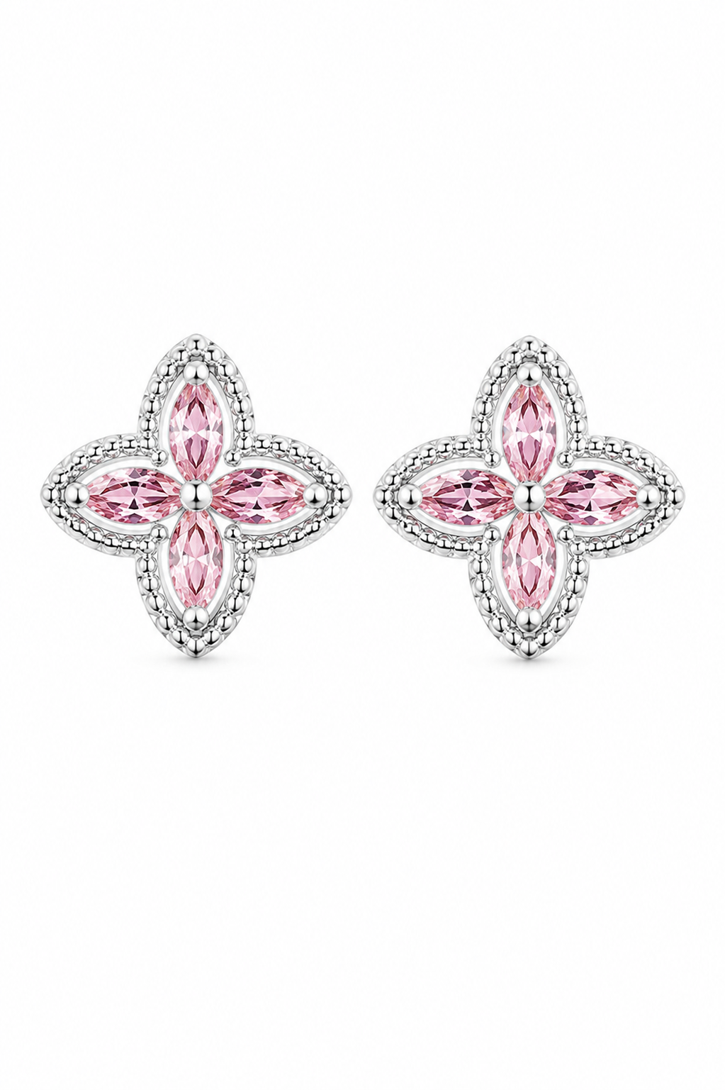 Pink Diamond Clover Earrings