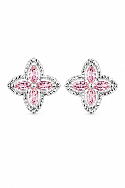 Pink Diamond Clover Earrings