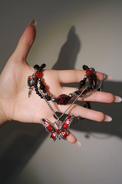 Crimson Butterfly Necklace