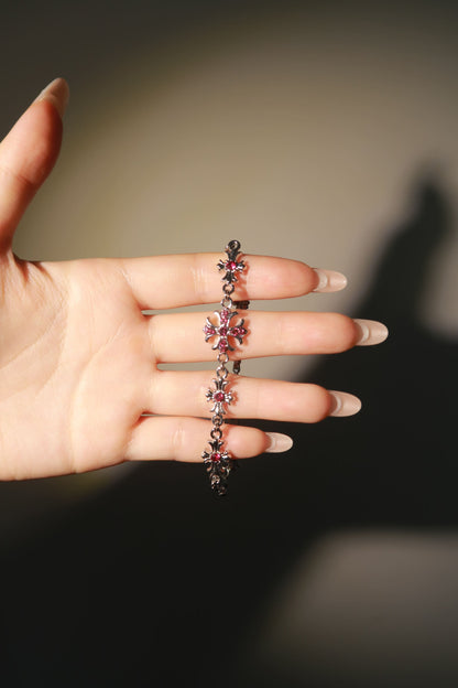 Ruby Gem Cross Bracelet