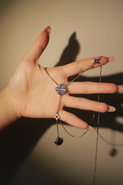 Blue Moon Light Clover Necklace