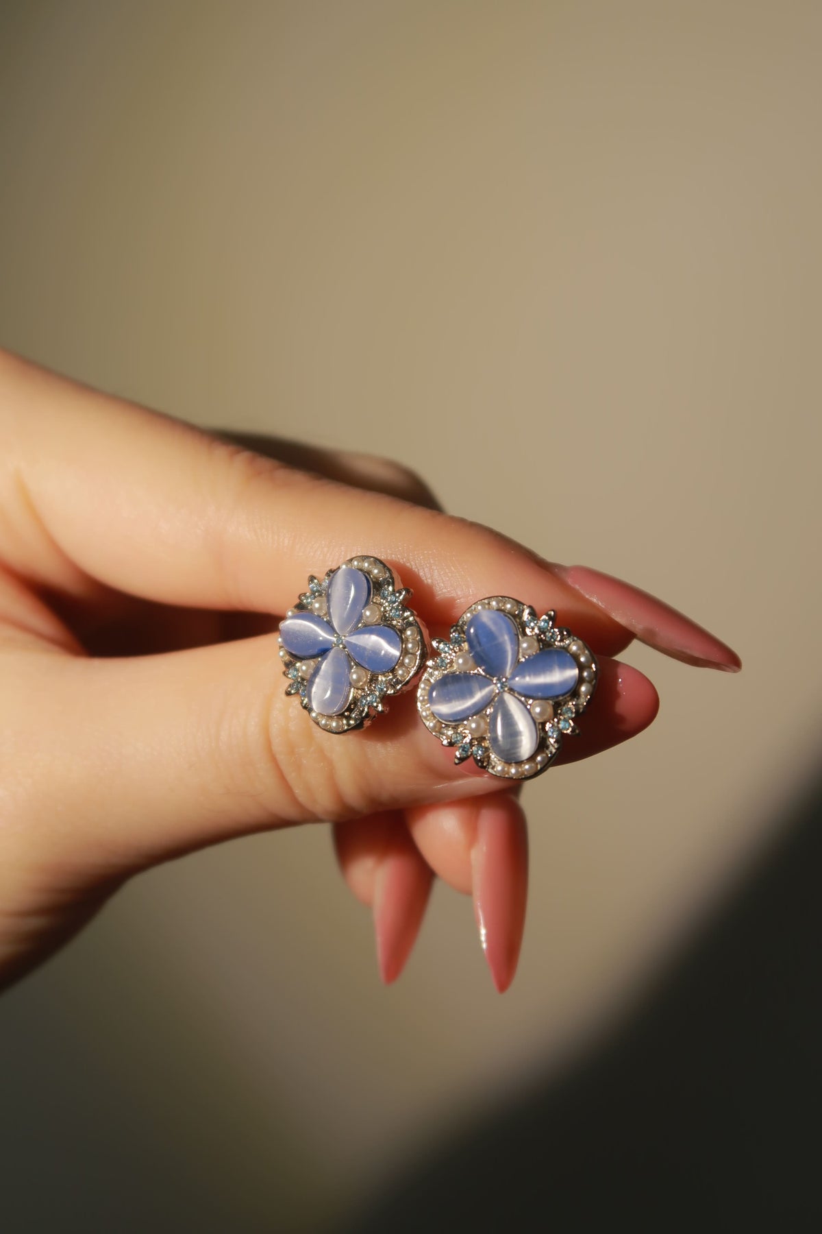 Blue Moon Light Clover Earrings