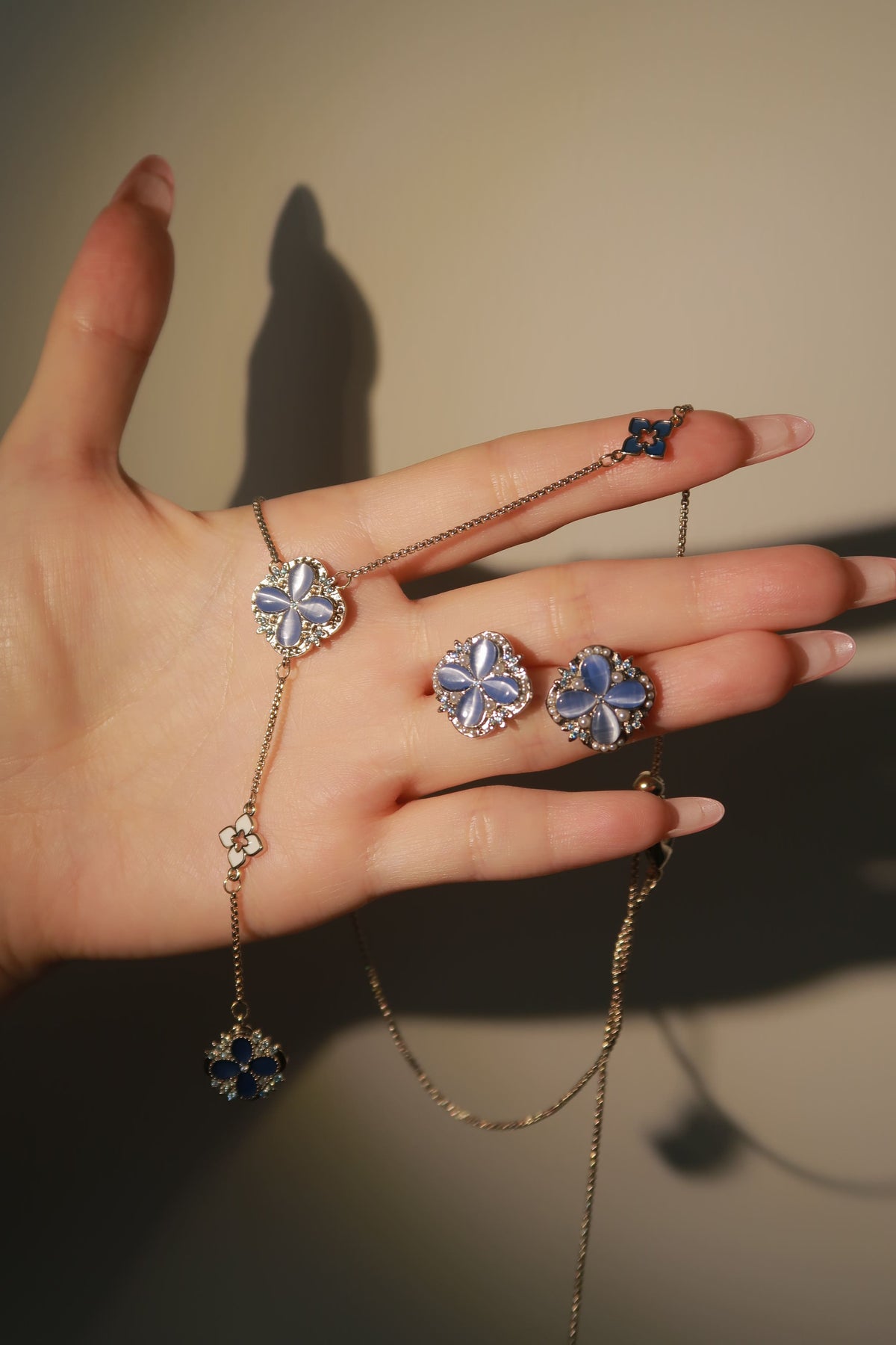 Blue Moon Light Clover Earrings