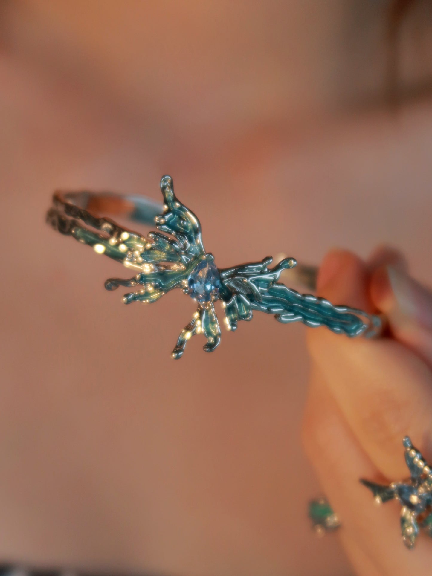 Blue Butterfly Bracelet with Diamond