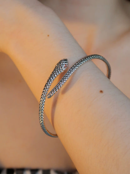 Snake Bracelet with Orange Diamonds on Eyes