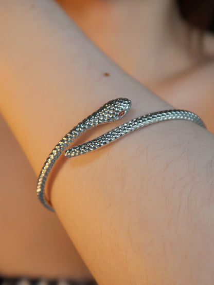 Snake Bracelet with Orange Diamonds on Eyes