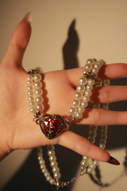 Blood Rose Pearl Choker