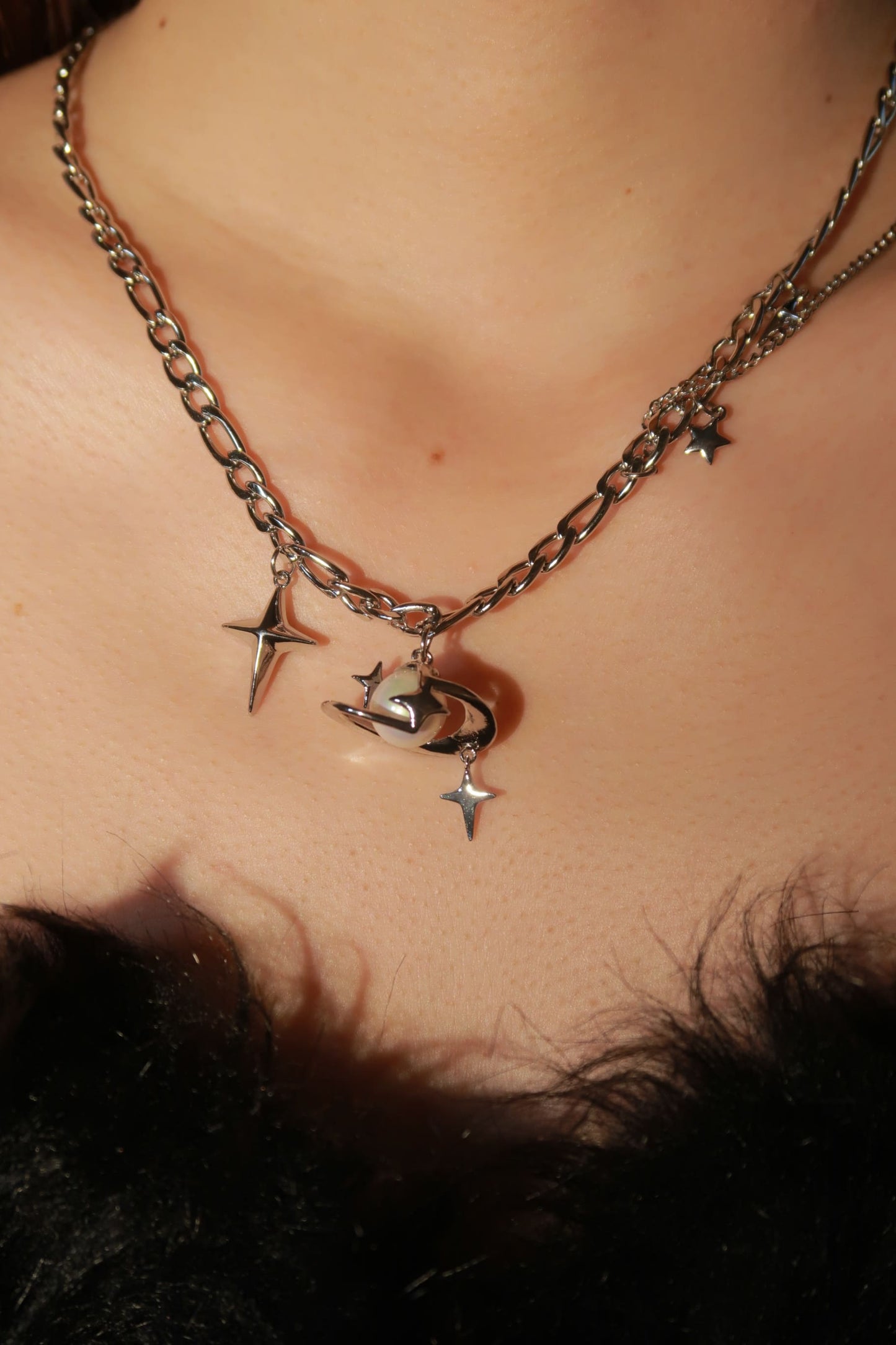 Planet Necklace with Star Charms