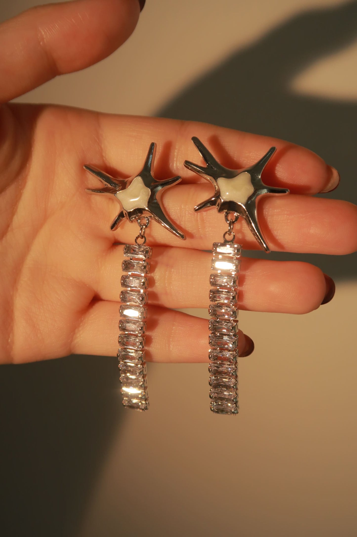 White Star with Tennis Chain Earring