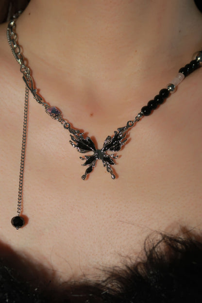 Beaded Nocturne Butterfly Necklace