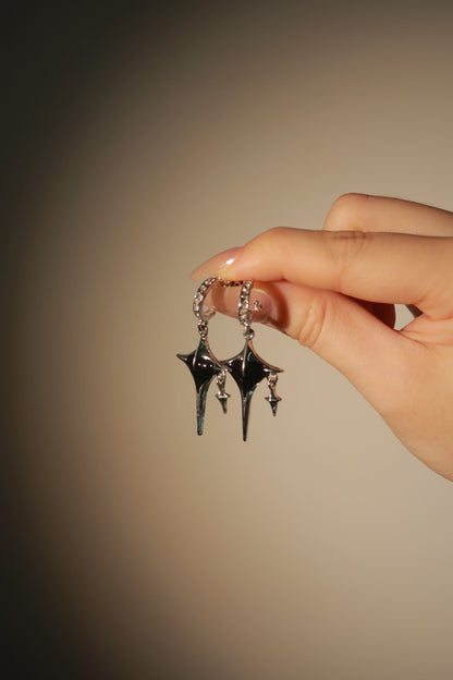 Black Starfall Earrings