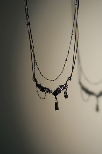 Dark Fallen Feather Necklace