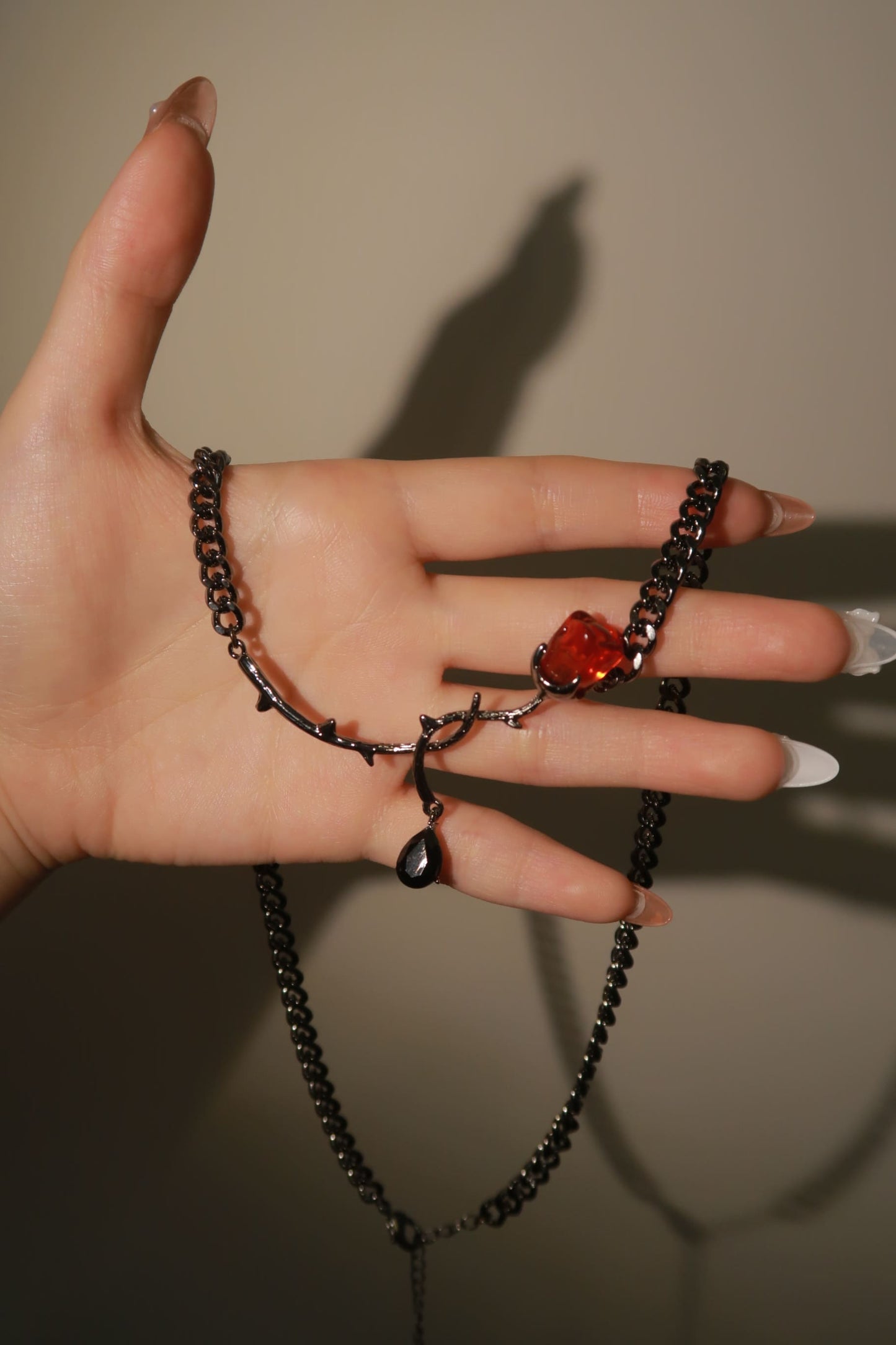 Vintage Red Rose Necklace