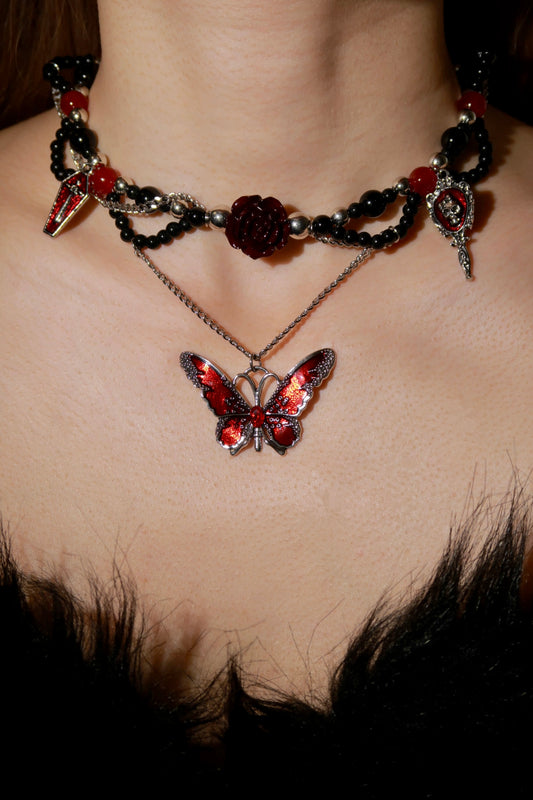 Crimson Butterfly Necklace