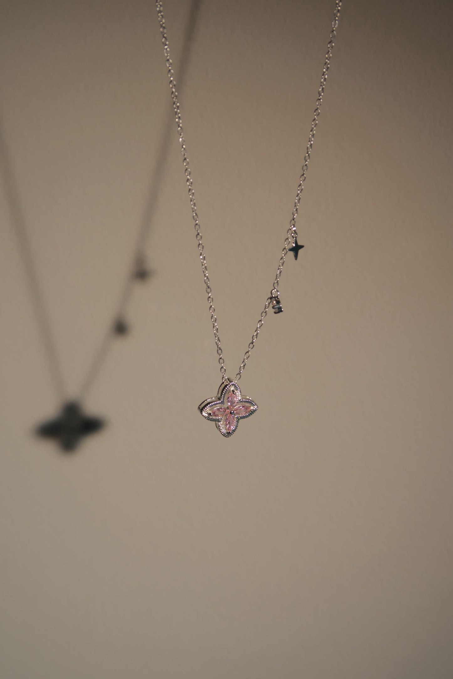 Pink Diamond Clover Necklace