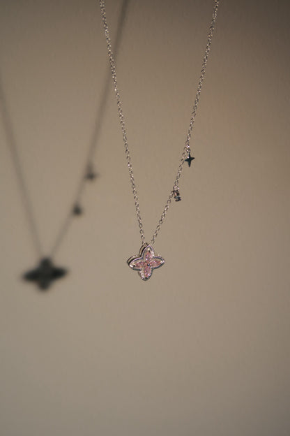 Pink Diamond Clover Necklace