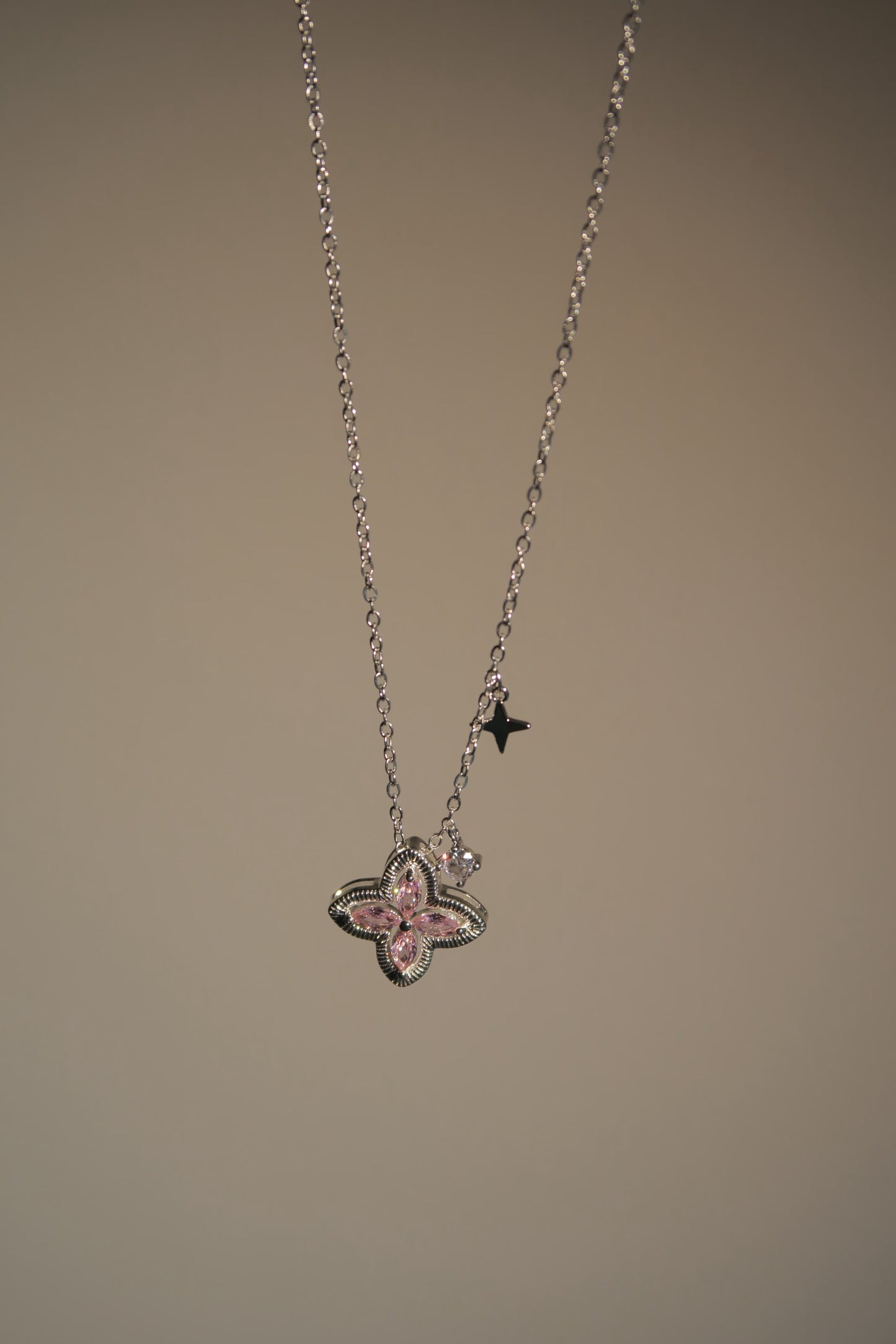 Pink Diamond Clover Necklace