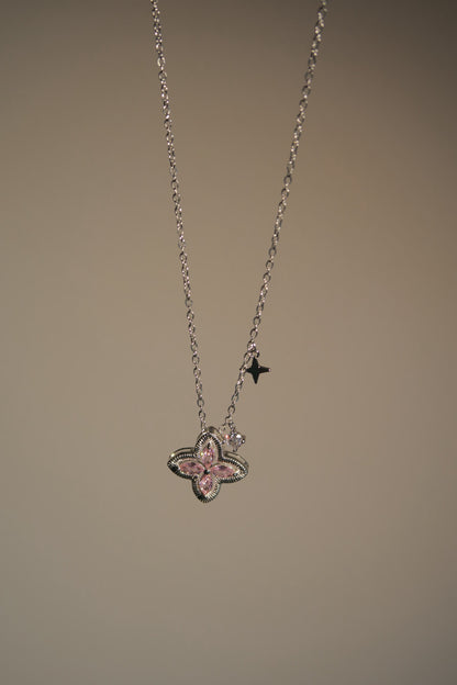 Pink Diamond Clover Necklace