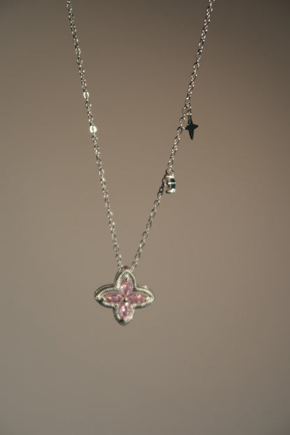 Pink Diamond Clover Necklace