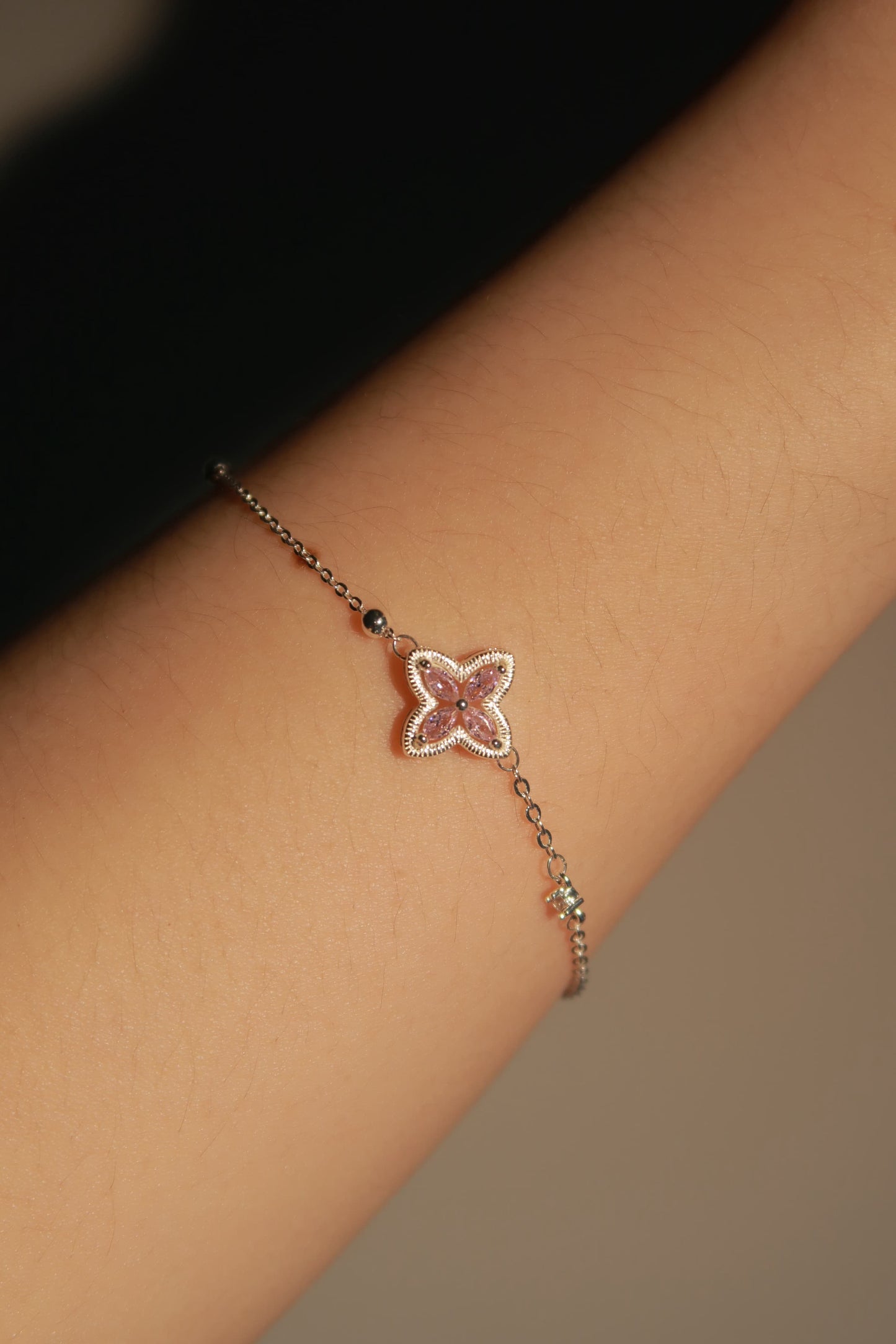 Pink Diamond Clover Bracelet