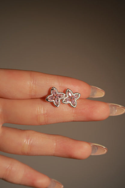 Pink Diamond Clover Earrings