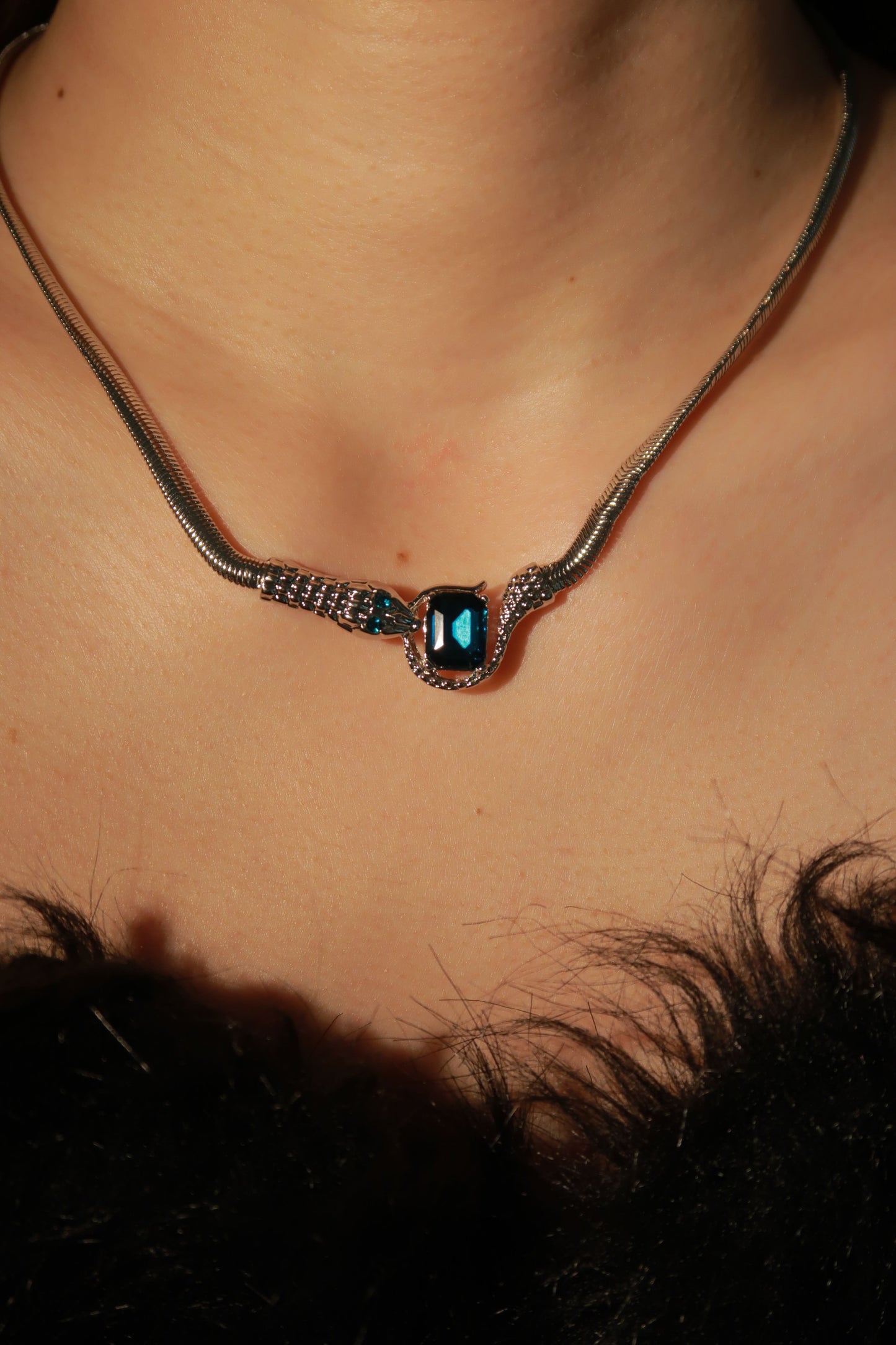 Sleek Sapphire Serpent Necklace