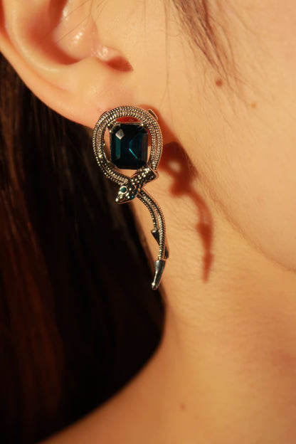 Sleek Sapphire Serpent Earrings