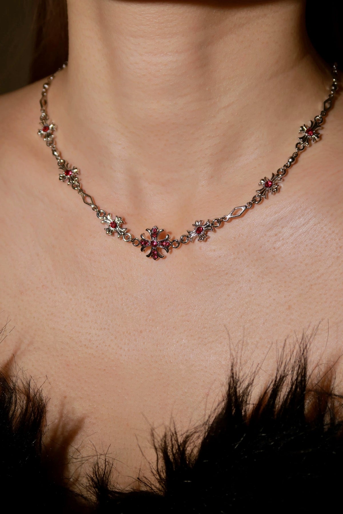 Ruby Gem Cross Necklace