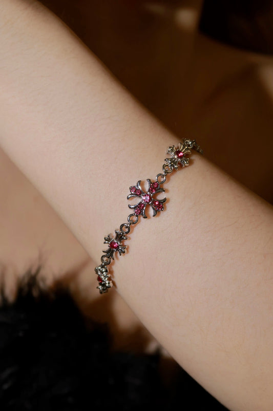 Ruby Gem Cross Bracelet