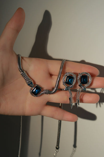 Sleek Sapphire Serpent Necklace