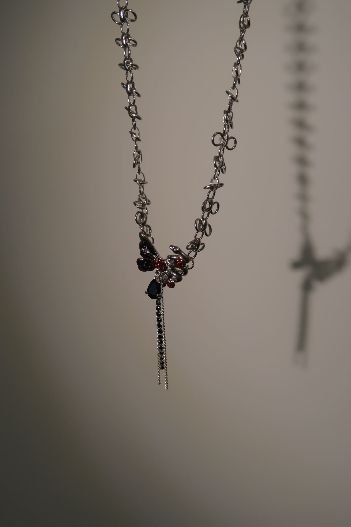 Butterfly Blossom Choker with Dangling Chains