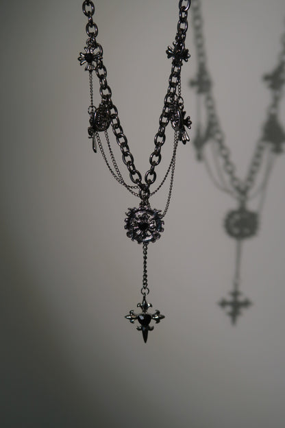 All Black Relic Dangle Cross Necklace