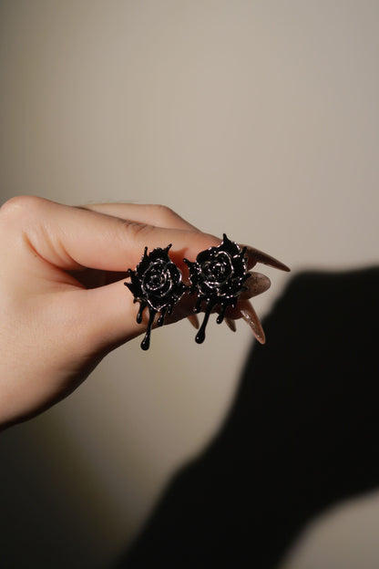 Heart of Black Roses Earrings