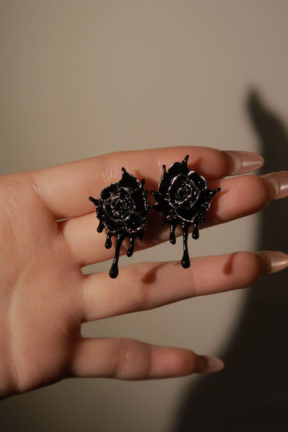 Heart of Black Roses Earrings