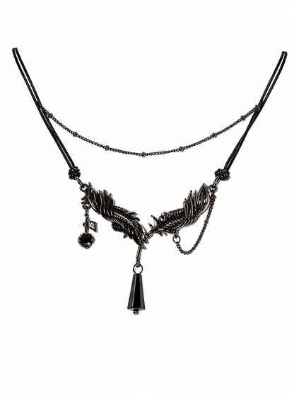 Dark Fallen Feather Necklace